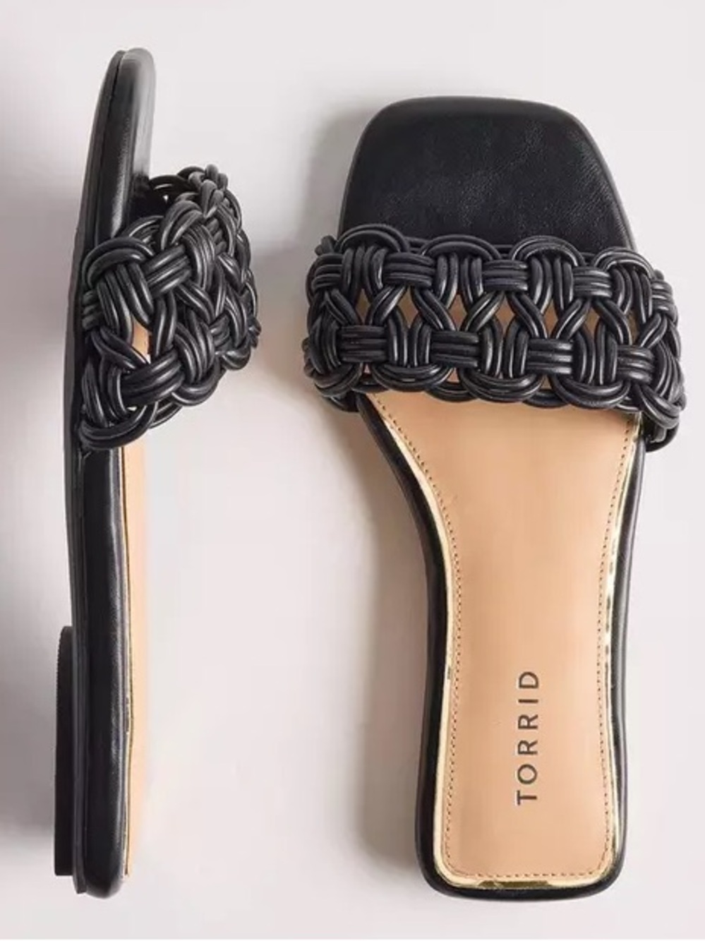 Torrid NWT Black Woven Slide Sandals Minimalist Casual Summer New Size 11
